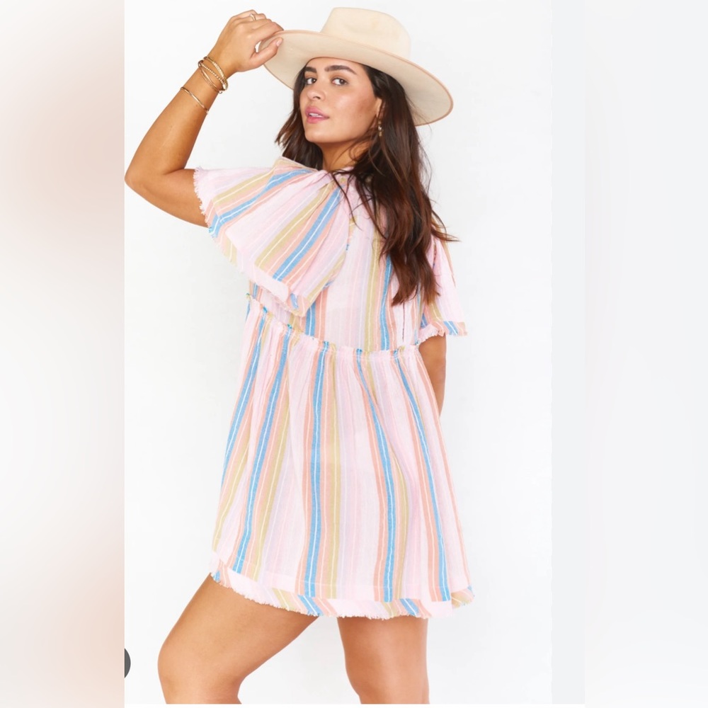 Show Me Your Mumu Brooks Babydoll Mini Dress Paradise Stripe.